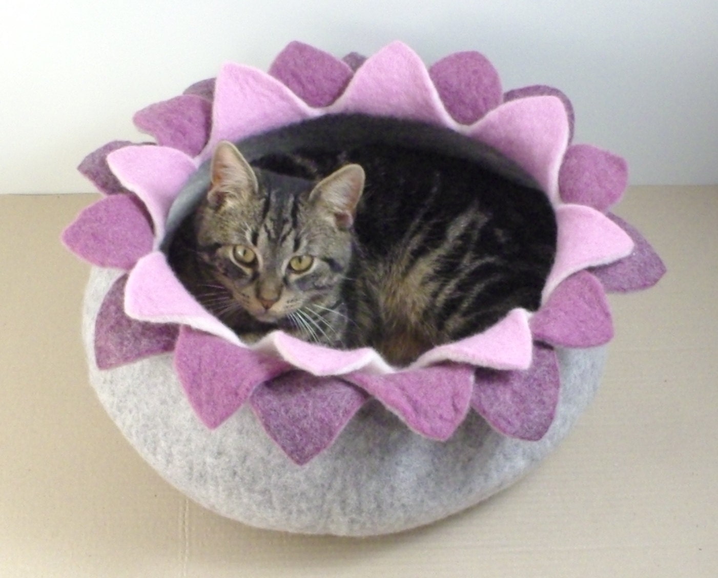 Cat bed/cat house/cat cave/purple lotus felted cat bed