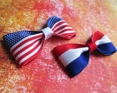 Patriotic hair bow simple flag hair clip girls stripes Red White and Blue bow tie cute USA Americana accessories Forth of July headband