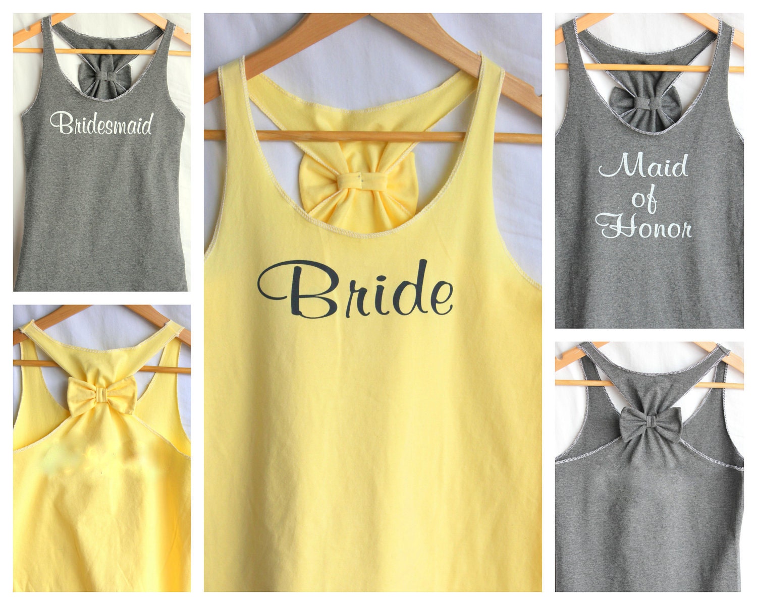 9 Shirt Bridal Party Set Bow Tank Top