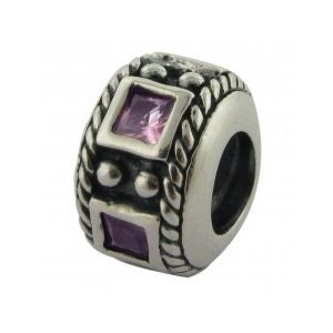 Authentic Biagi June Birthstone Alexandrite CZs Sterling Silver Charm Bead for European Bead Bracelets Fits Most Brands