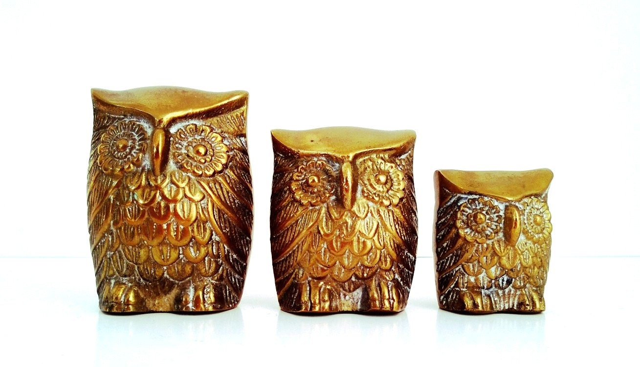 Vintage Brass Owls SHIPPING INCLUDED