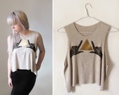 Hand Printed Trapeze Vest - Sand, Free Size