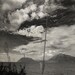 seascape photography,  canoe, sailboat, sky, clouds, nature, landscape, black and white