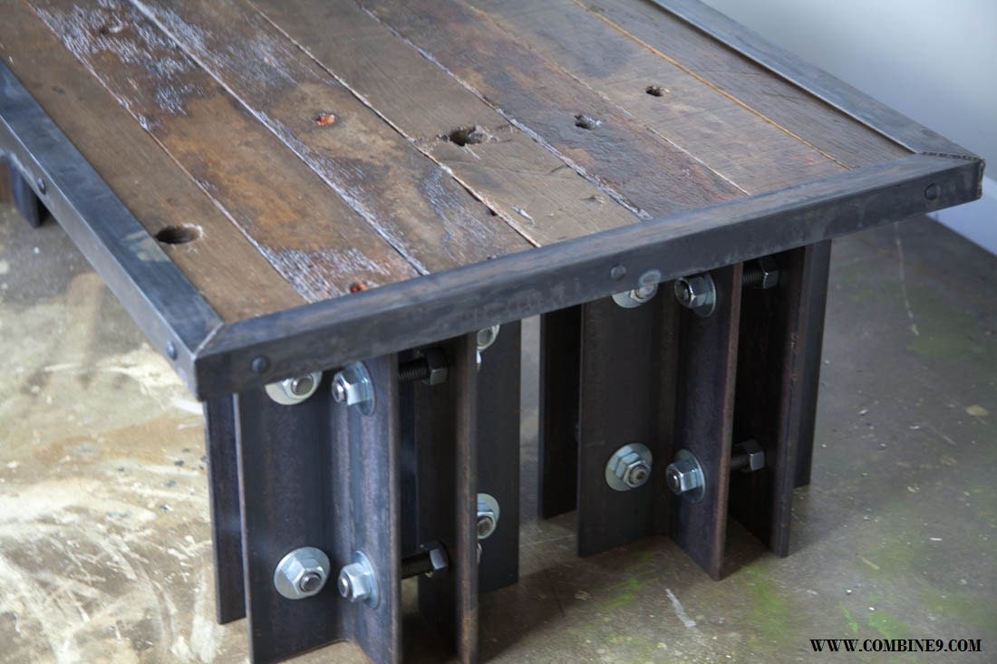 Coffee table made with reclaimed wood from USS California Battleship. Vintage/Industrial, historic WWII wood. (dining table or desk too)