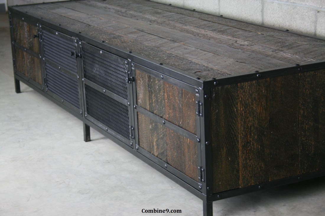 Media Console/Credenza - Urban, Modern Industrial, Vintage Industrial design. Reclaimed Wood, Steel, Loft, Sideboard, TV Stand