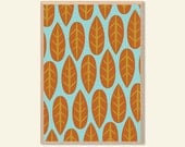 Autumn Brown Leaves Poster : Modern Illustration Retro Art Wall Decor Print 11.7 x 8.3 in