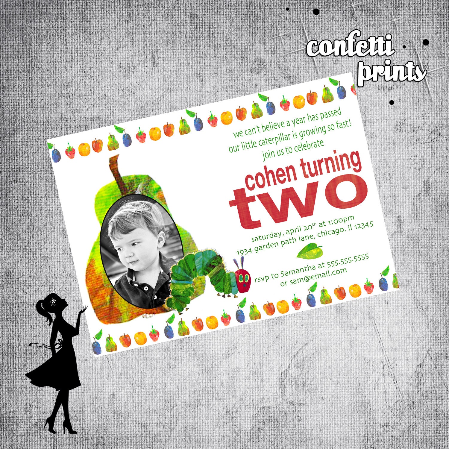 VERY HUNGRY CATERPILLAR Birthday Invitation / Photo Card Printable Il_170x135