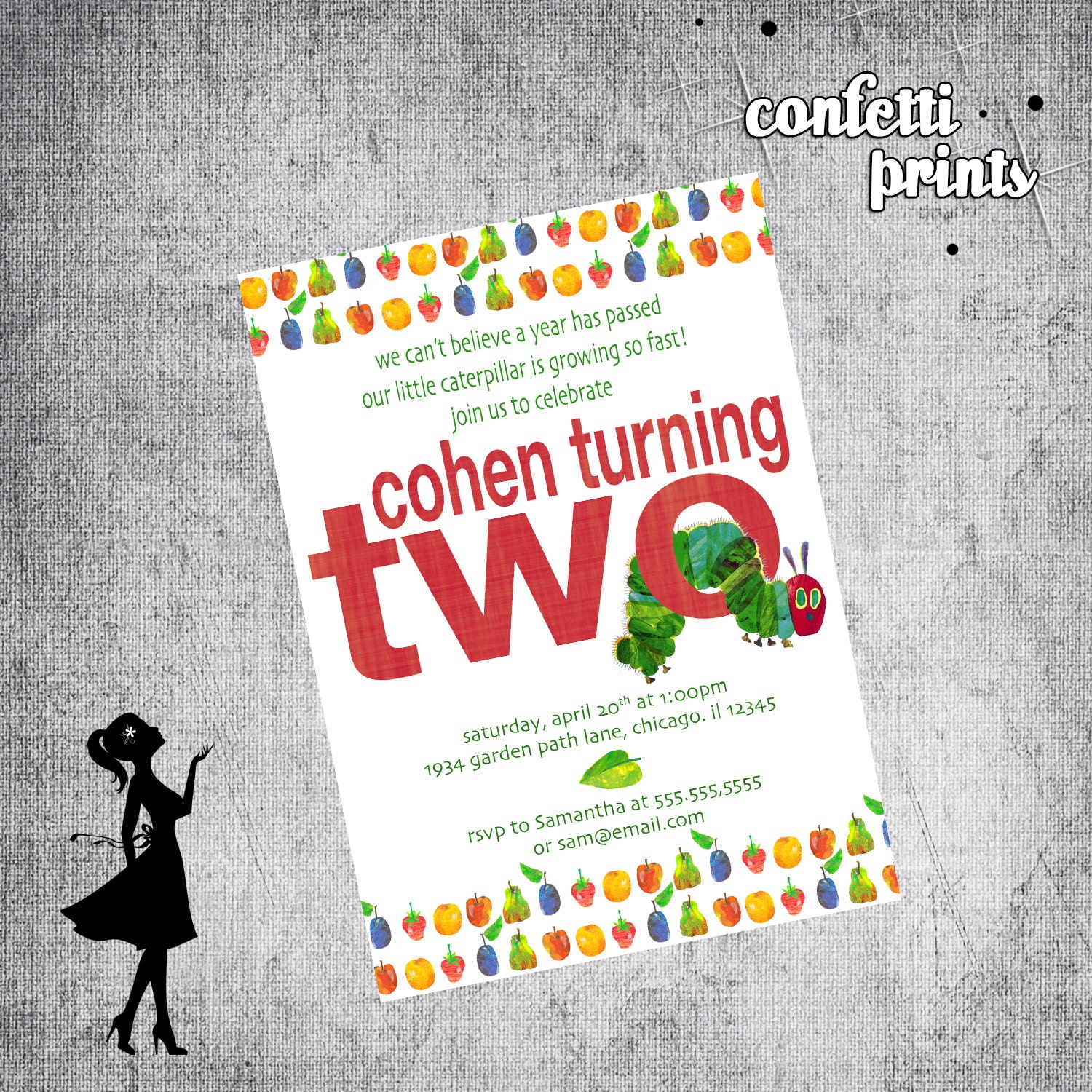 VERY HUNGRY CATERPILLAR Birthday Invitation Printable Il_570xn
