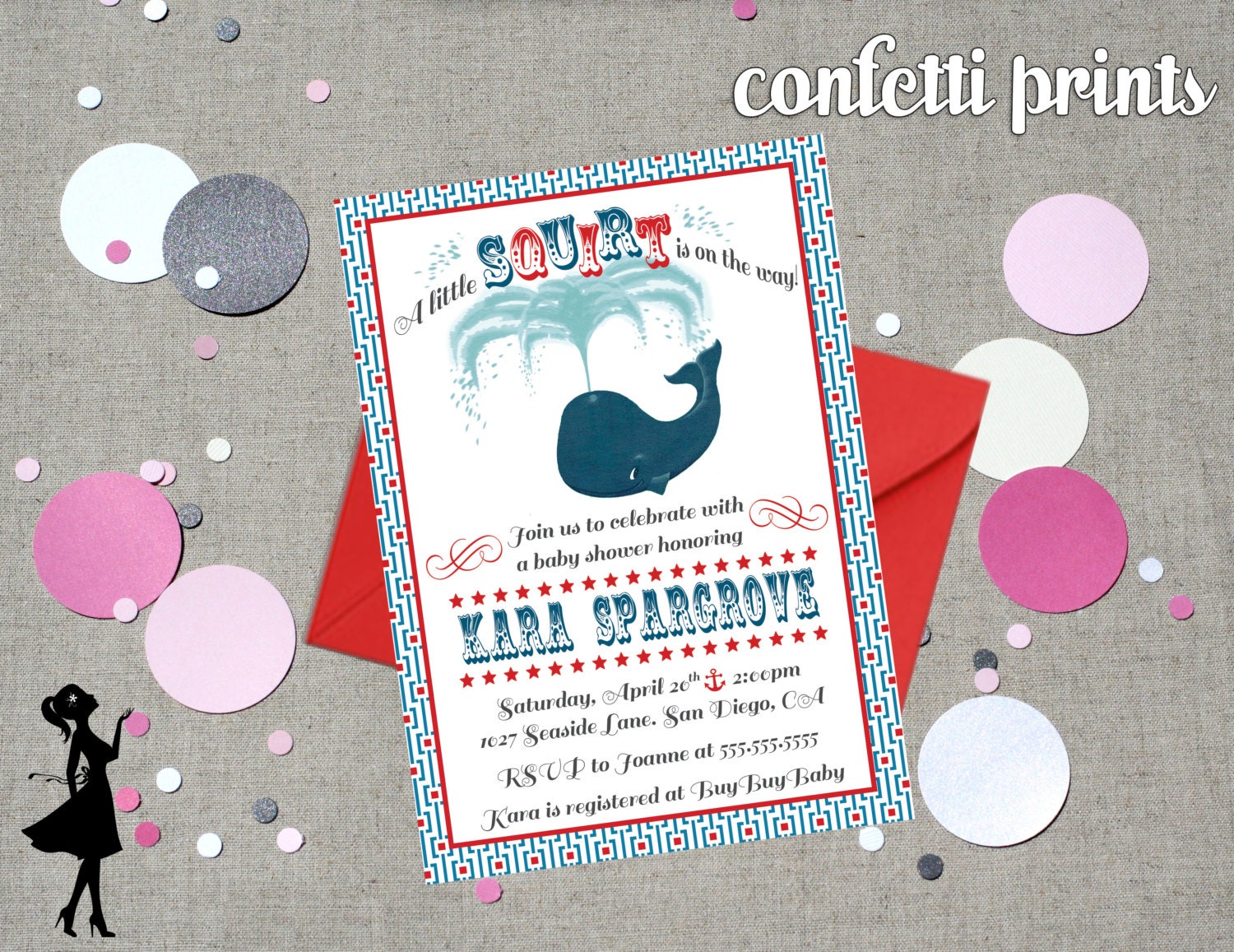 Vintage Baby Shower Invitation - LITTLE SQUIRT Printable Il_570xn