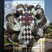 Cream Burlap and Black Cross deco mesh Wreath