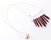 Dark Brown Coral "Ray" Necklace with Faceted Moonstone on 14K Gold Fill Chain
