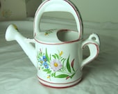 Vintage Hand-Painted Ceramic Watering Can, Made in Portugal