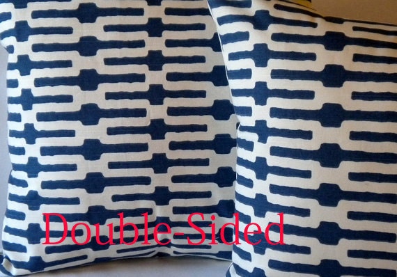 Indigo links Annie Selke 16x16 pillow cover Double Sided