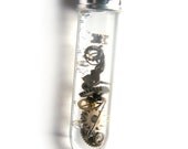 Steampunk Watch Gears Pendant  - Gears in Tiny Vial - Resin Necklace - Glass Bottle Pendant - Resin Jewelry - Steampunk Necklace