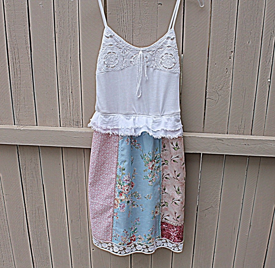Women's Patchwork Dress / Upcycled Clothing / Shabby Chic Clothing