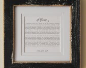 Wedding Frame/ Personalized Wedding Frame Vows/ Wedding Keepsake/ First Anniversary Paper Gift/ Gift For Bride
