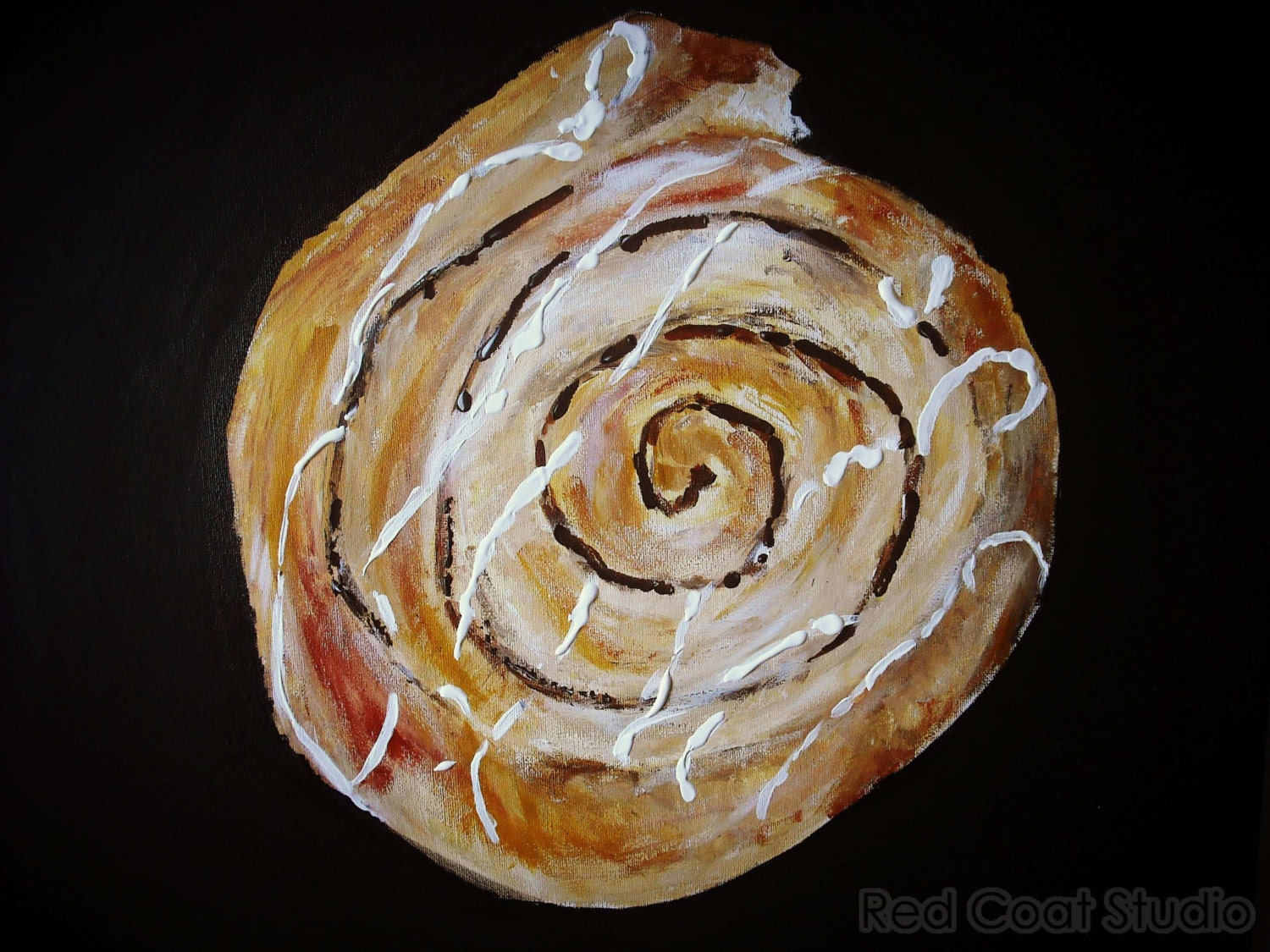 Cinnamom Swirl Cafe Breakfast Pastry Kitchen Wall Art from Original Painting