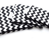 Reusable Sandwich, 2 Snack Bag Set - Zippered or Snap - Waterproof - Large - Small - Lunch - Food Storage - Black and White Chevron