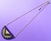 Soleil necklace purple, graphic jewelry in leather, oriental style