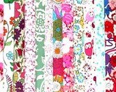 Liberty Of London Charm Squares Pink Aqua Green Purple 16 pieces 5 inch Liberty Tana Lawn Fabric Pack