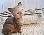 Vintage Beswick Grey Kitten Cat Figurine - Grey Matt Finish Collectible Cat Figurine Signed