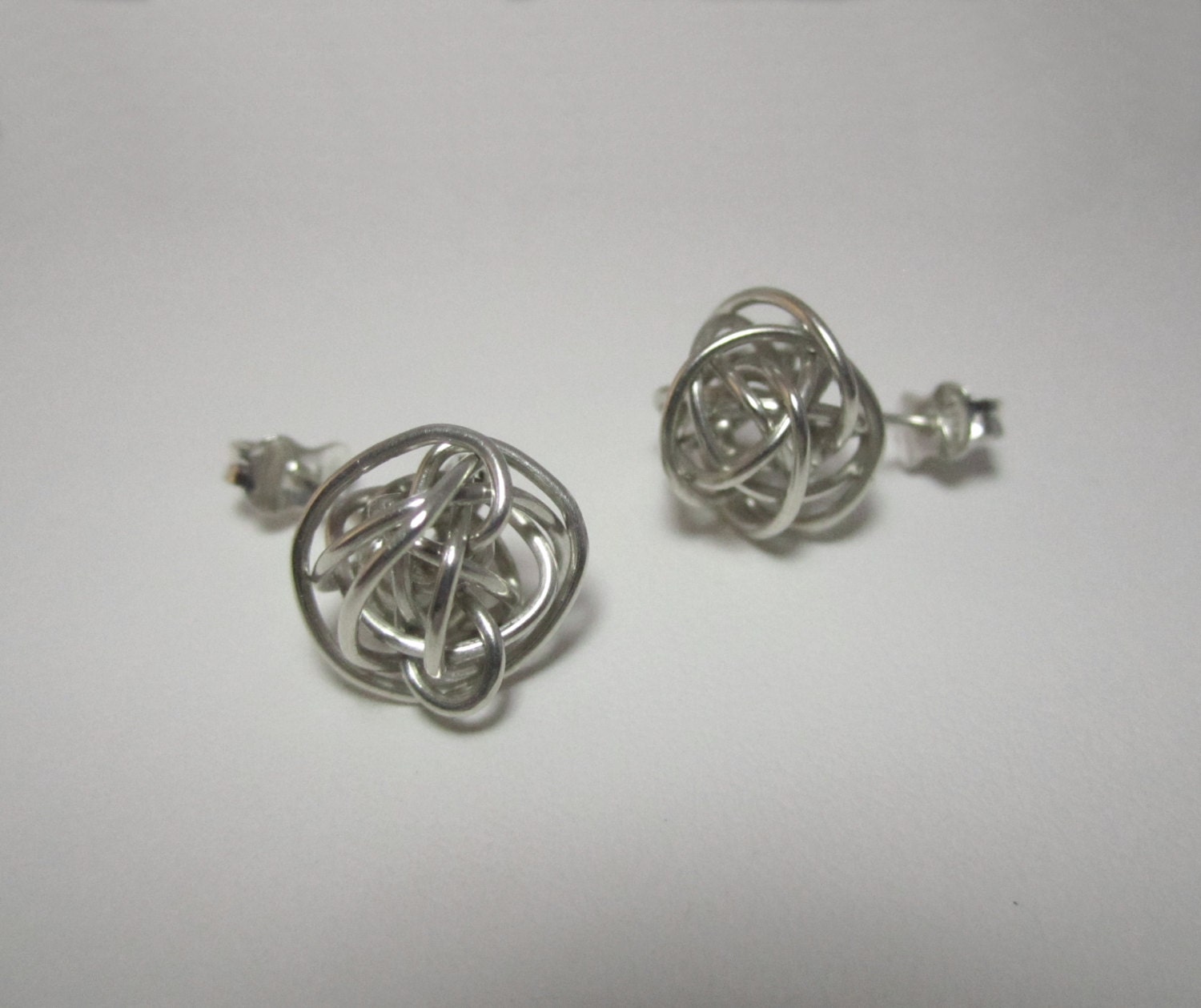 Sterling silver wire cage earrings