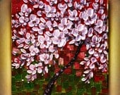 Original Modern  Handpainted Abstract  Heavy Acrylic   Impasto Palette Knife    White tree Painting. Size 24x 24 x 1.5.