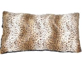 Handmade double sided minky faux fur lounge pillow leopard print with black curly minky back punk teen rock rockabilly animal print