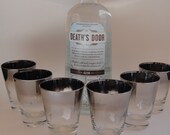 Mid Century Glassware, Set of 6 Vintage Silver Rim Glasses, Dorothy Thorpe Style