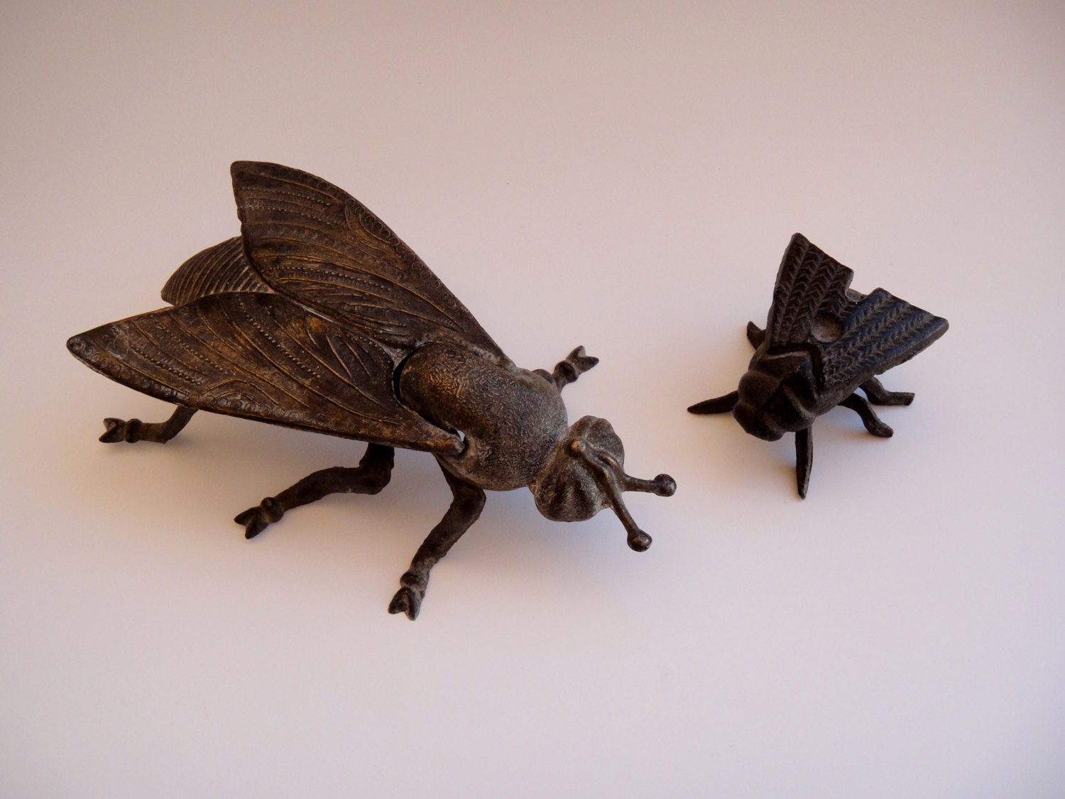 Vintage Ashtray, Brass and Cast Iron Beetle Ashtray and Match Strikers, ENTOMOLOGISTS Decor