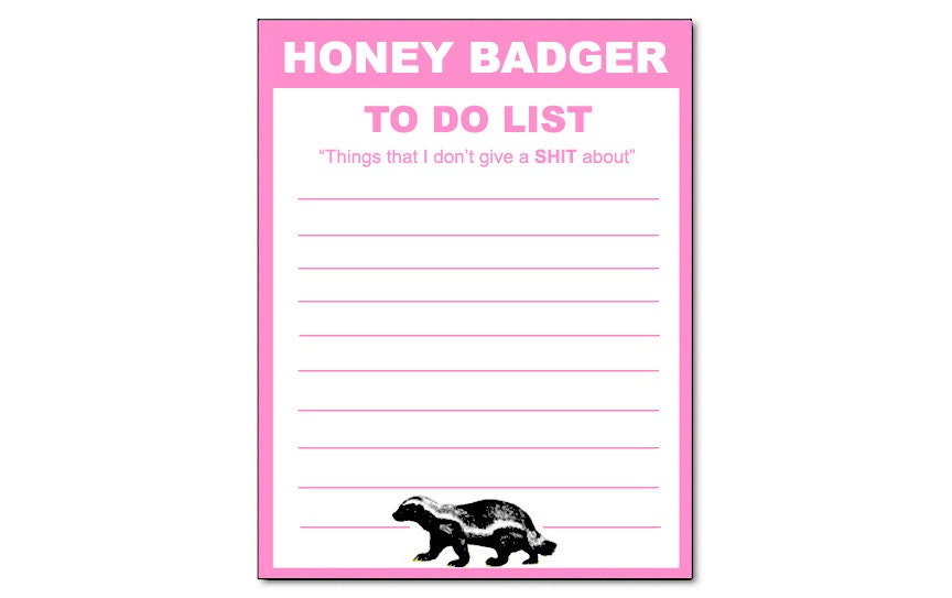 Honey Badger Pink Notepad 4.25" x 5.5"