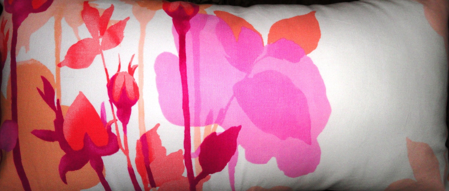 Pink Floral and Stripe Pillow covers.14"x26" size.Decorative pillow,Designer pillow,Throw pillow