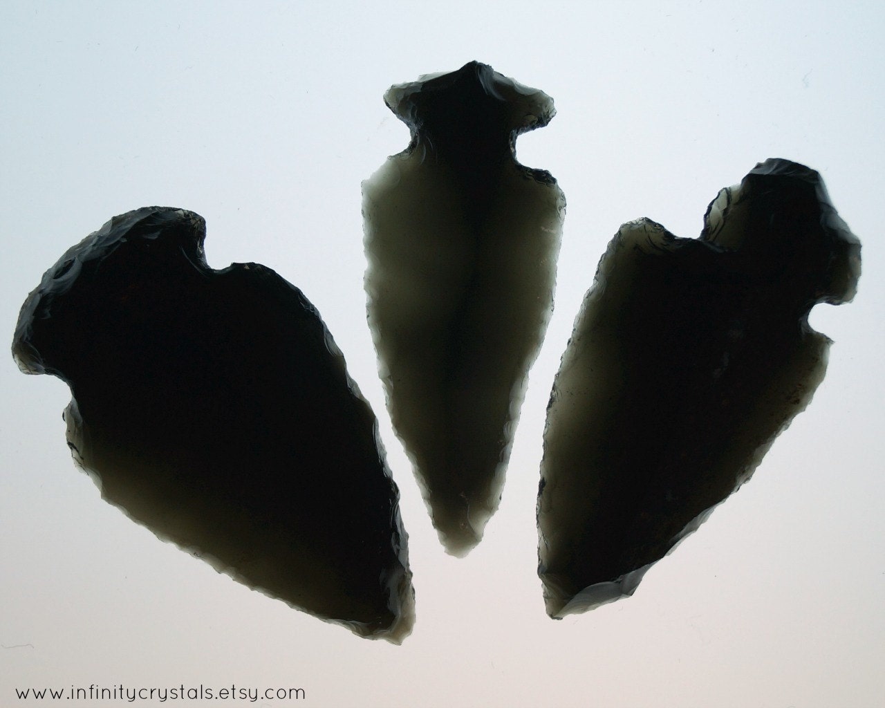 Black Obsidian Arrowheads Set Of Three