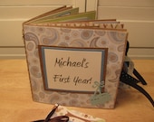 BABY BOY Paper Bag Album First Year Milestones New Born Highlights Shower Paper Bag Album Scrapbook Milestones Brag Memory Keepsake