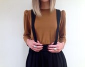 vintage 80s Nutmeg and Black Suspender Dress
