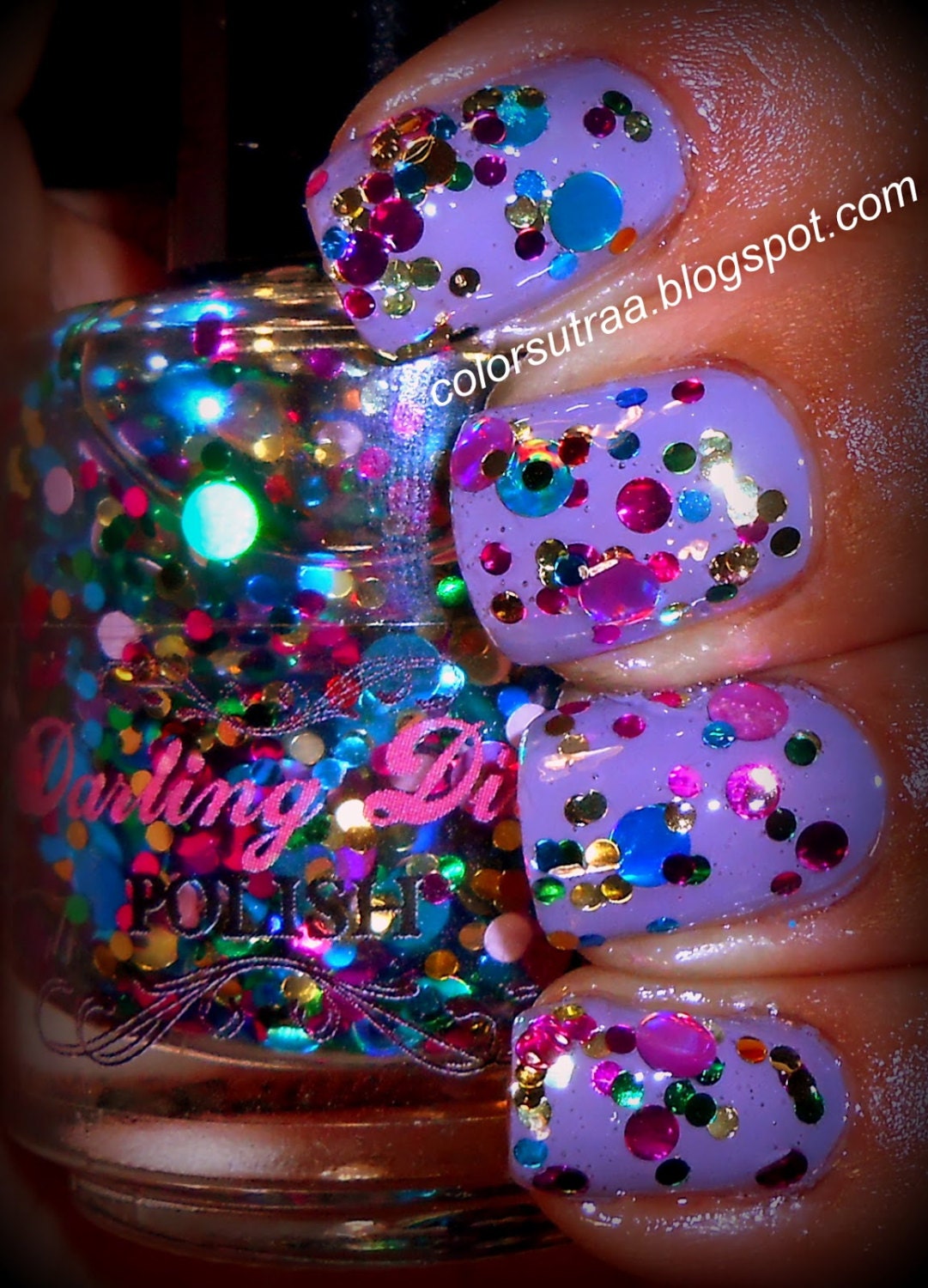 Holiday Nail Polish circle glitter topcoat