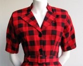 Lumberjack Business Casual: Red Plaid Button-Up Dress