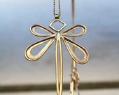 Handmade Dragonfly Necklace & Pendant  made of  silver 925 and14K gold plated