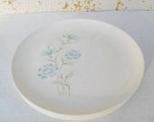 SPRING SALE Vintage Set of Four Taylor Smith & Taylor Boutonniere Dinner Plates, Mid Century, Modern, Atomic,Turquoise, Flowers