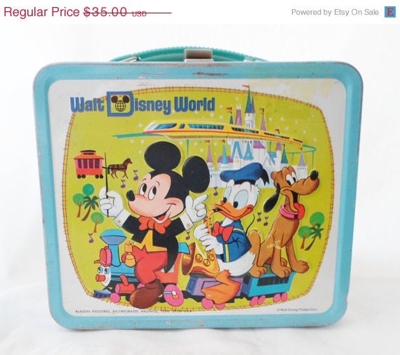 SPRING SALE Vintage Aladdin Industries Walt Disney World Mickey Mouse Metal Lunch Box, Walt Disney Productions, Collectibles, Donald Duck,