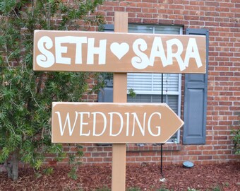 Personalized Wedding Arrow Sign, Wedding Directional Sign for Ceremony, Reception, Wedding and More
