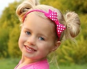 Minnie Mouse Bow Headband - Hot Pink Polka dots for Girl Birthday Party Accessory Photoprop