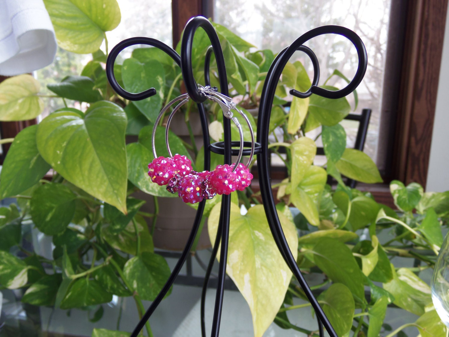 Pink "Basketball Wife" Hoop Earrings