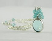 Aqua Blue Necklace, Blue Necklace, Wedding Jewelry, Aquamarine Blue Necklace, Bridal Cluster Necklace, Light Blue, Pale Blue