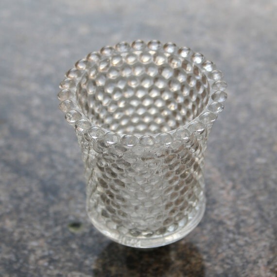 Hobnail Glass Votive Candle Holder w Peg for by JujubefunnyFinds