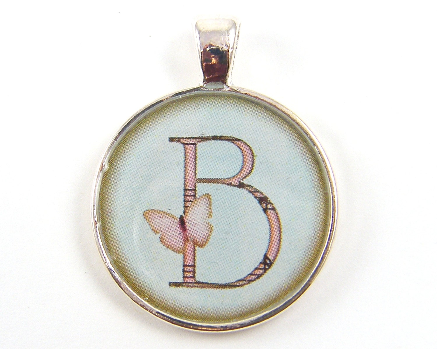 Letter A Pendant - Personalized Initial Alphabet Pink Blue Necklace Charm Silver Jewelry