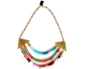 Rope and brass statement necklace " India" /// Summer colors