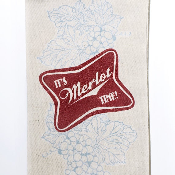 It's Merlot Time Canvas Wine Totebag