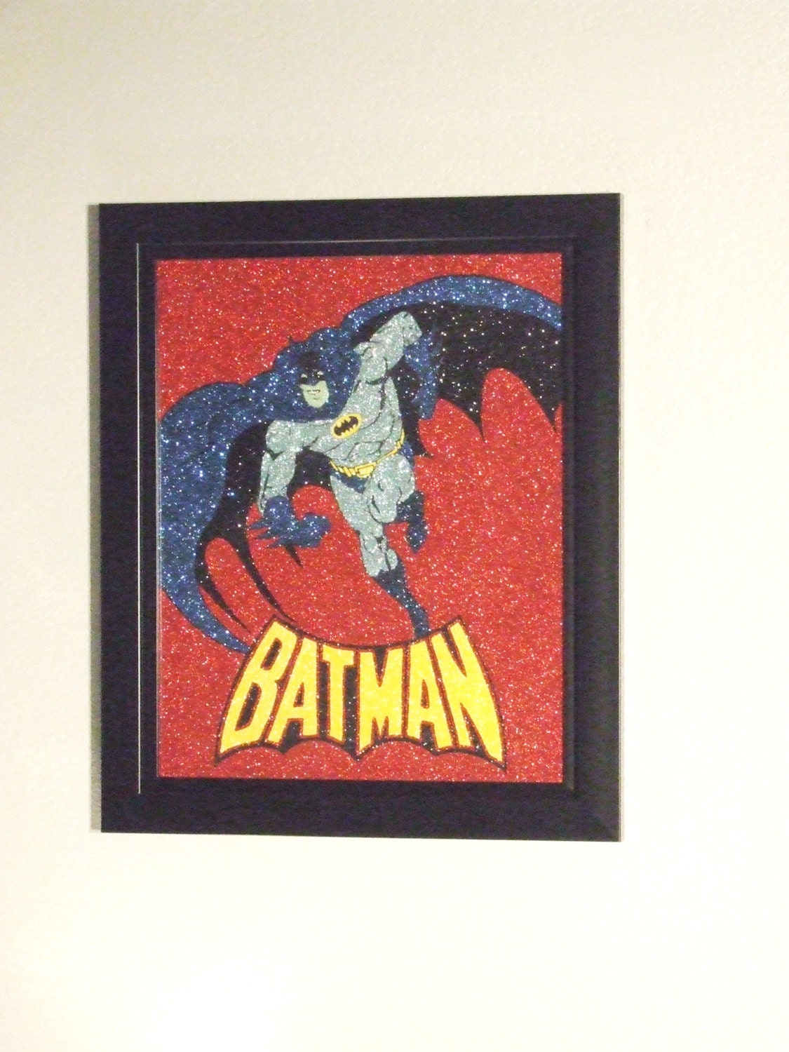 Glittered Batman in 16x20 Black Frame - GoGlitterGirlGo