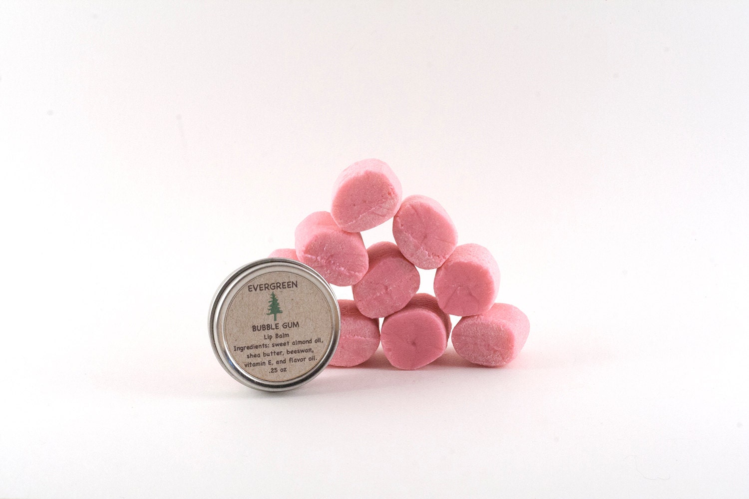 Bubble Gum Lip Balm - Made with local beeswax and organic shea butter - Lip balm tin